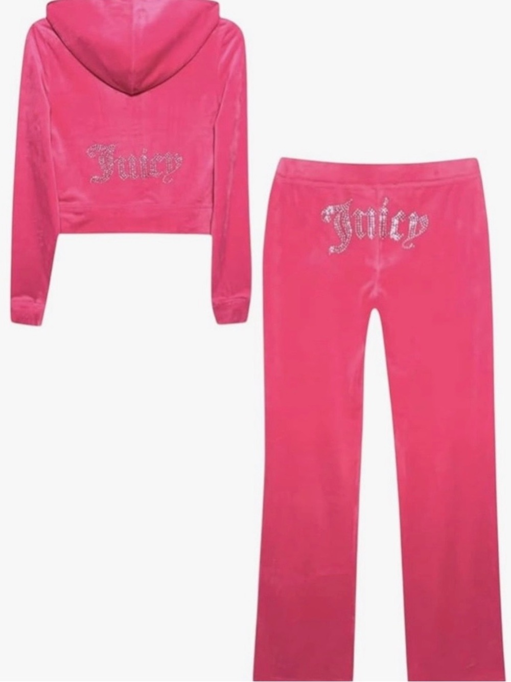 Juicy Couture Tracksuit‎ Pink party XL Velour Rhinestone Zip Hoodie Pants Bling